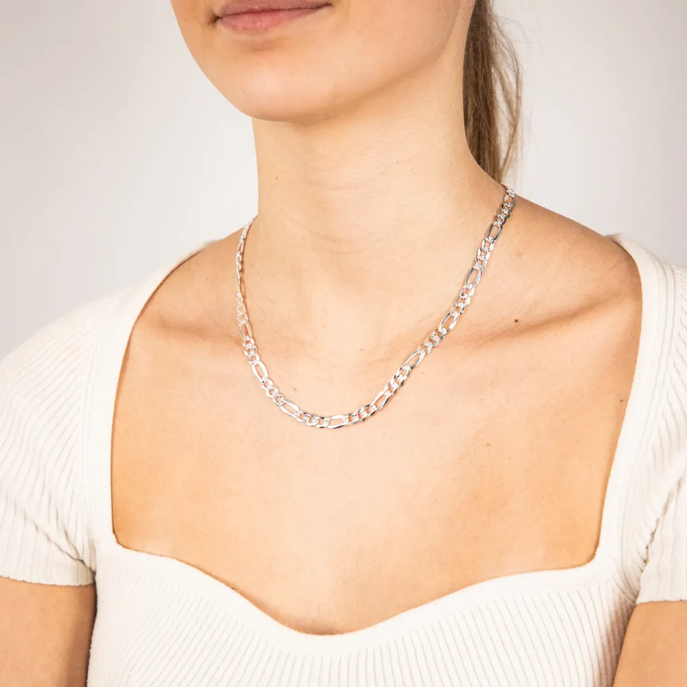 Sterling Silver Beveled Fancy 1:3 Figaro 160 Gauge 45cm Chain Shiels