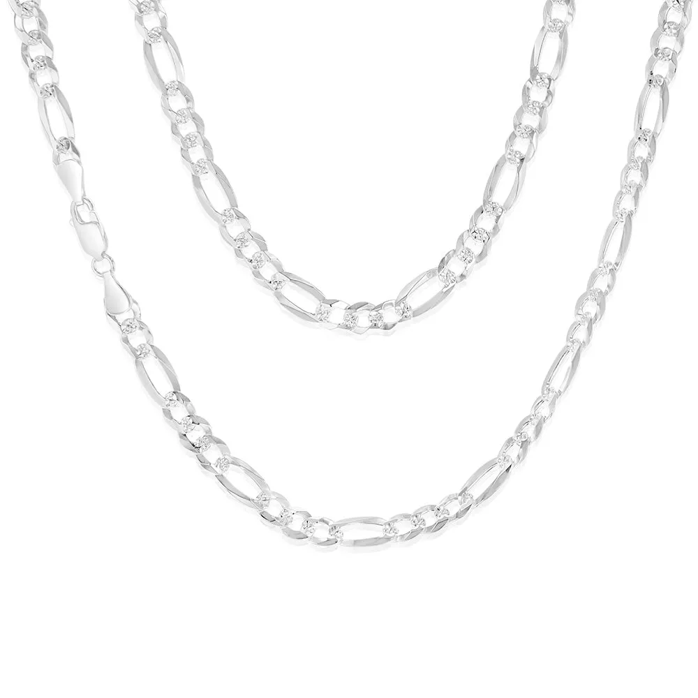 Sterling Silver Beveled Fancy 1:3 Figaro 160 Gauge 45cm Chain Shiels