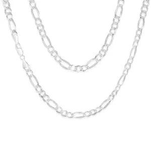 Sterling Silver Beveled Fancy 1:3 Figaro 160 Gauge 45cm Chain Shiels