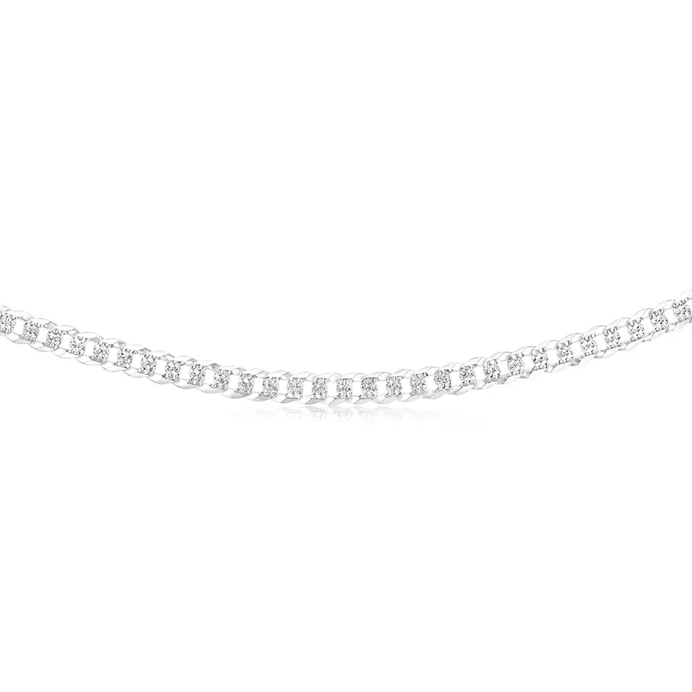 Sterling Silver Beveled Fancy Curb 160 Gauge 45cm Chain Shiels