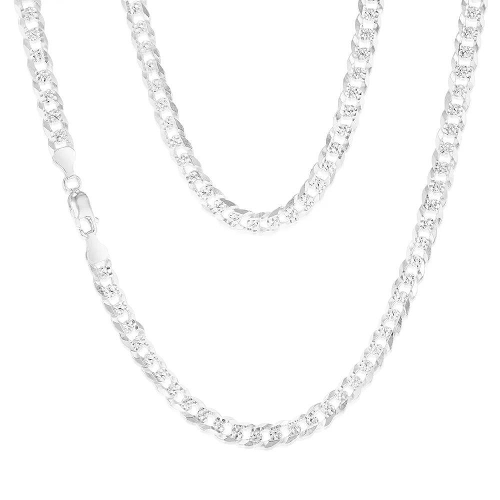 Sterling Silver Beveled Fancy Curb 160 Gauge 50cm Chain Shiels