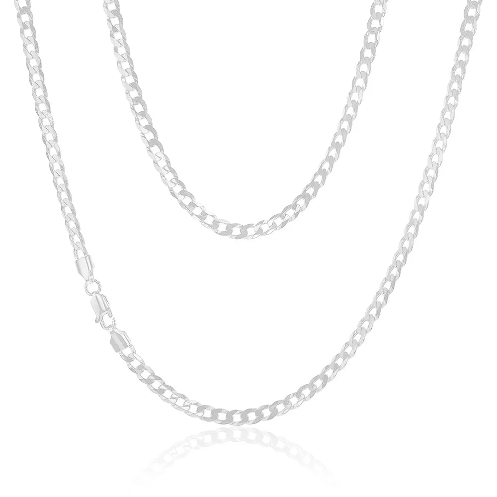 Sterling Silver Bevelled Curb 120Gauge 55cm Chain Shiels