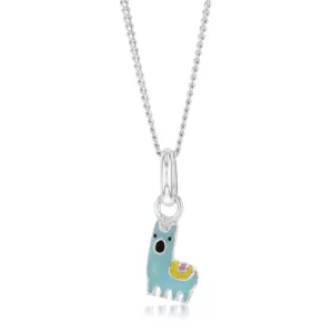 Sterling Silver Blue Enamel Llama Pendant Shiels