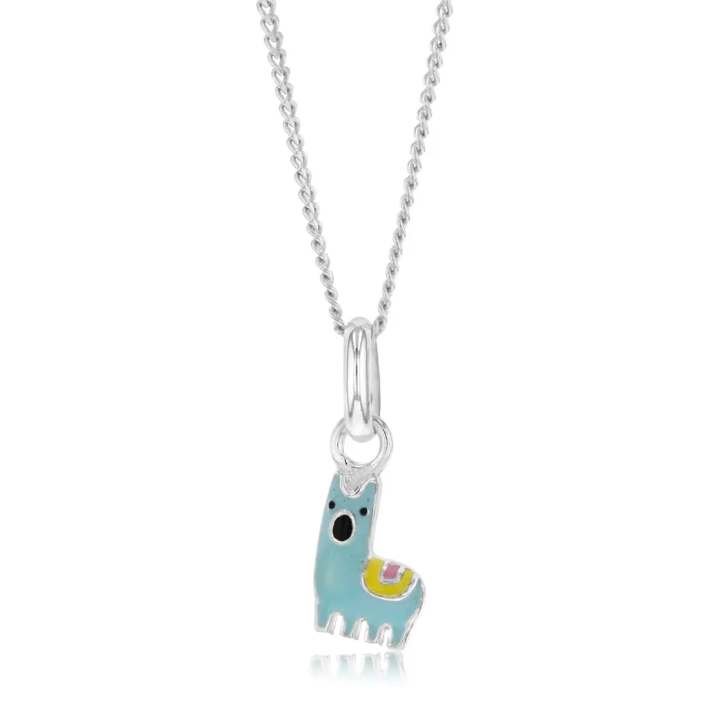 Sterling Silver Blue Enamel Llama Pendant Shiels