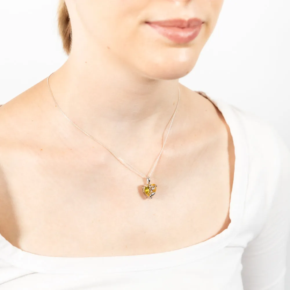 Sterling Silver Champane Heart Cubic Zirconia Pendant Shiels