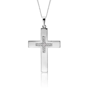 Sterling Silver Cross Pendant featuring Cubic Zirconia Cross Centre Shiels