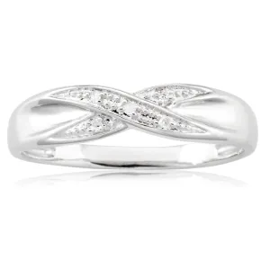 Sterling Silver Crossover 5 Diamond Ring Shiels