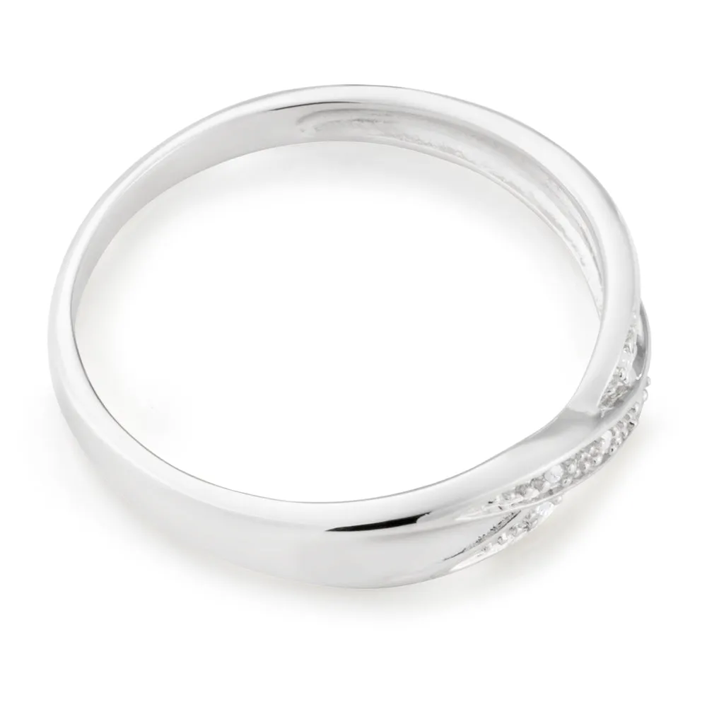 Sterling Silver Crossover 5 Diamond Ring Shiels