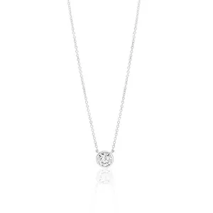 Sterling Silver Cubic Zirconia Bezel 6mm Pendant With 45cm Chain Shiels