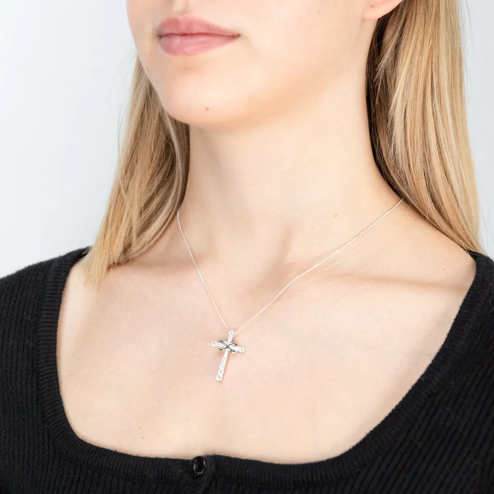 Sterling Silver Cubic Zirconia Cross & Infinity Pendant Shiels