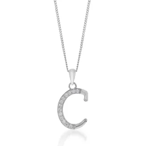 Sterling Silver Cubic Zirconia Cursive Initial "C" Pendant Shiels