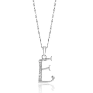 Sterling Silver Cubic Zirconia Cursive Initial "E" Pendant Shiels