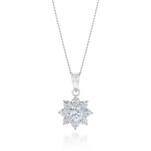 Sterling Silver Cubic Zirconia Flower Pendant Shiels