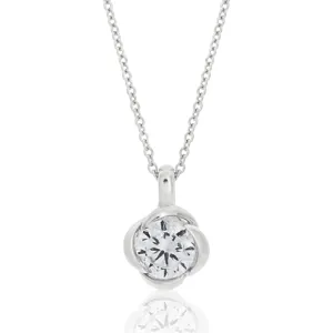 Sterling Silver Cubic Zirconia Flower Pendant With 40   5cm Chain Shiels