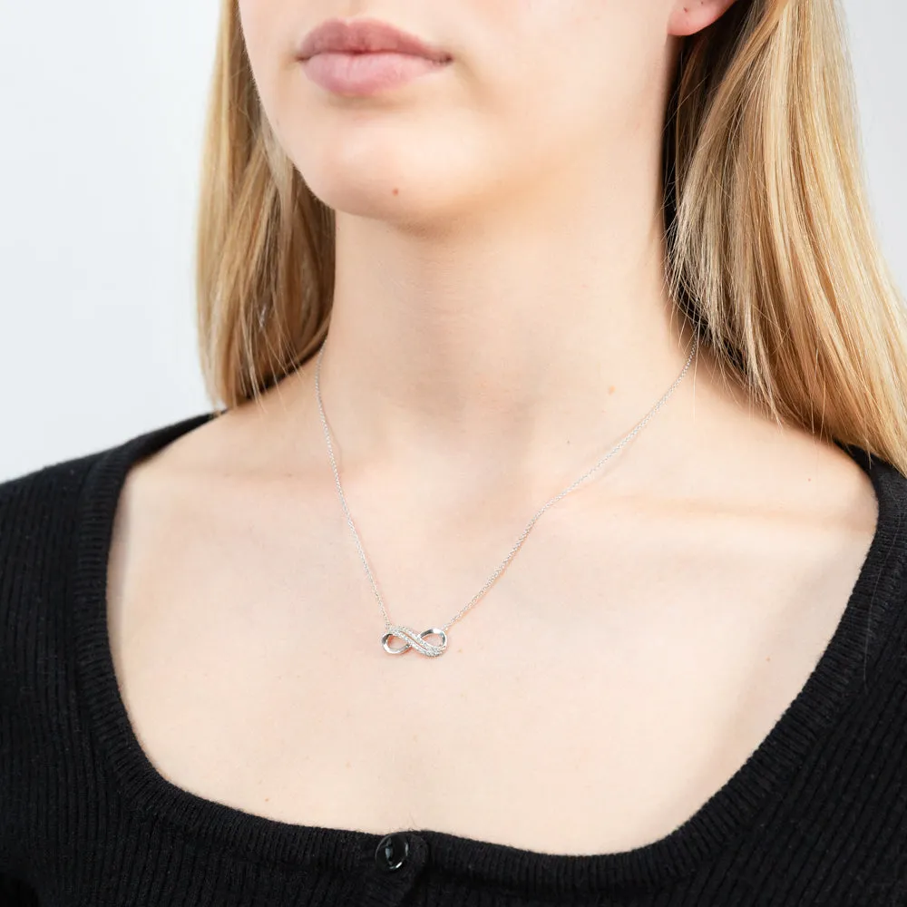 Sterling Silver Cubic Zirconia Infinity Pendant With 45cm Chain Shiels