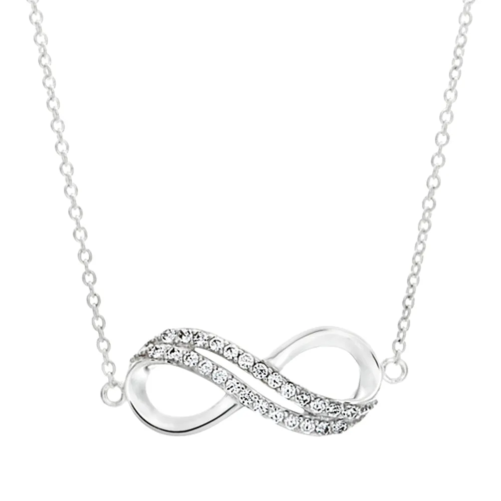 Sterling Silver Cubic Zirconia Infinity Pendant With 45cm Chain Shiels