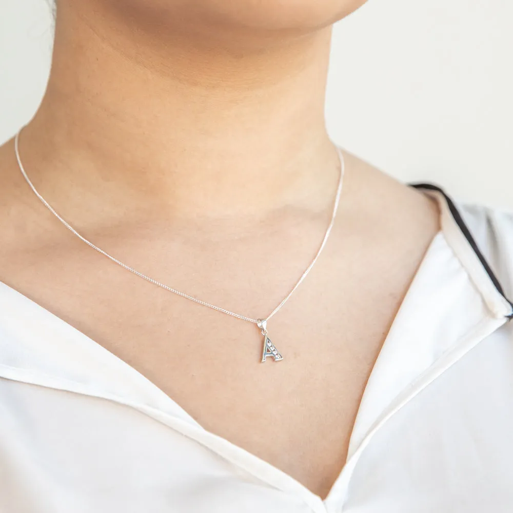 Sterling Silver Cubic Zirconia Initial "A" Pendant Shiels