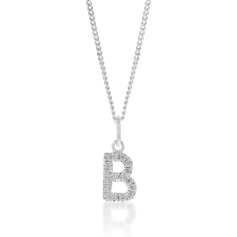 Sterling Silver Cubic Zirconia Initial "B" Pendant Shiels