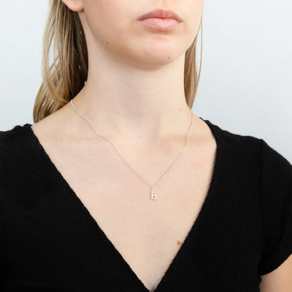 Sterling Silver Cubic Zirconia Initial "B" Pendant Shiels