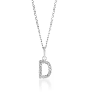 Sterling Silver Cubic Zirconia Initial "D" Pendant Shiels