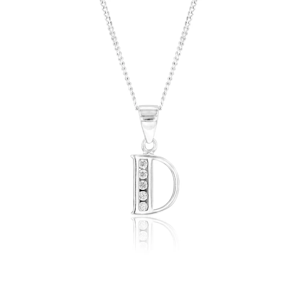 Sterling Silver Cubic Zirconia  Initial "D" Pendant Shiels