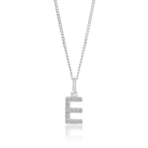 Sterling Silver Cubic Zirconia Initial "E" Pendant Shiels
