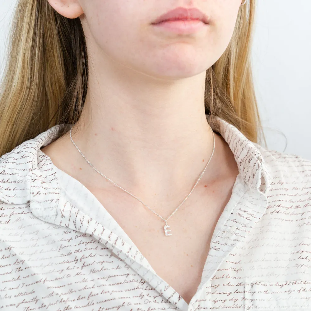 Sterling Silver Cubic Zirconia Initial "E" Pendant Shiels