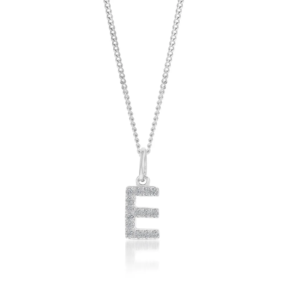Sterling Silver Cubic Zirconia Initial "E" Pendant Shiels