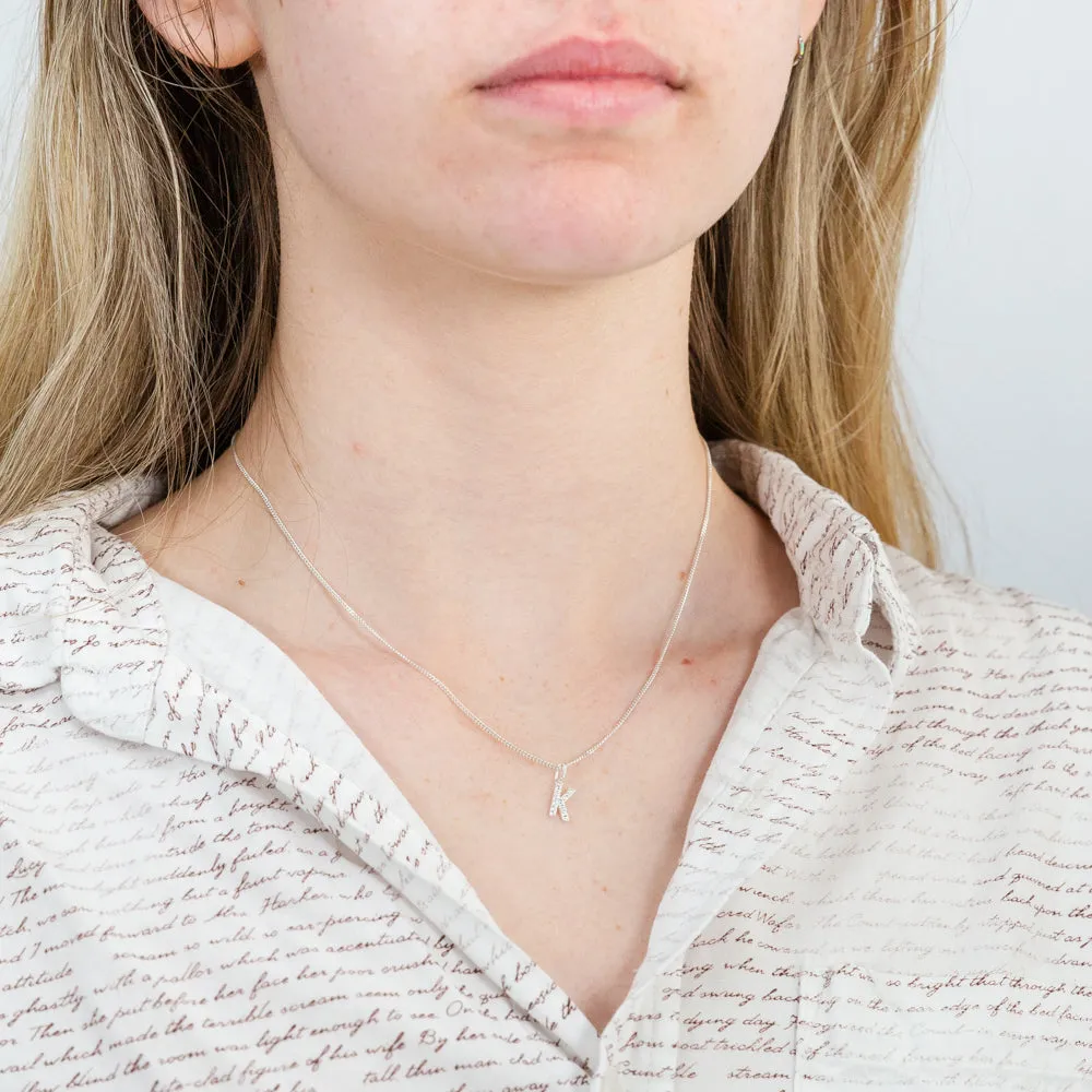 Sterling Silver Cubic Zirconia Initial "K" Pendant Shiels
