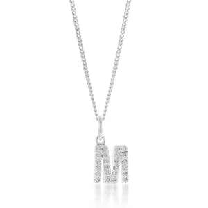 Sterling Silver Cubic Zirconia Initial "M" Pendant Shiels