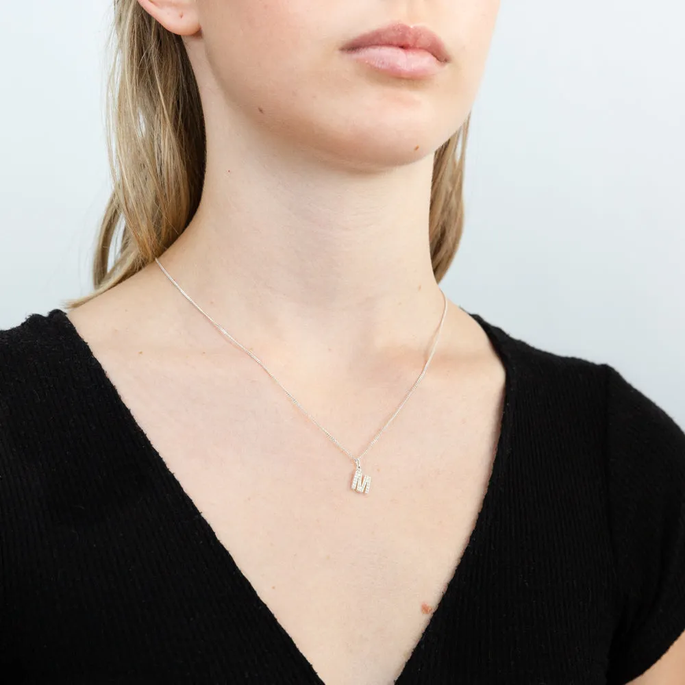 Sterling Silver Cubic Zirconia Initial "M" Pendant Shiels