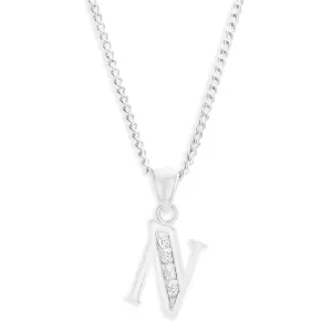 Sterling Silver Cubic Zirconia  Initial "N" Pendant Shiels