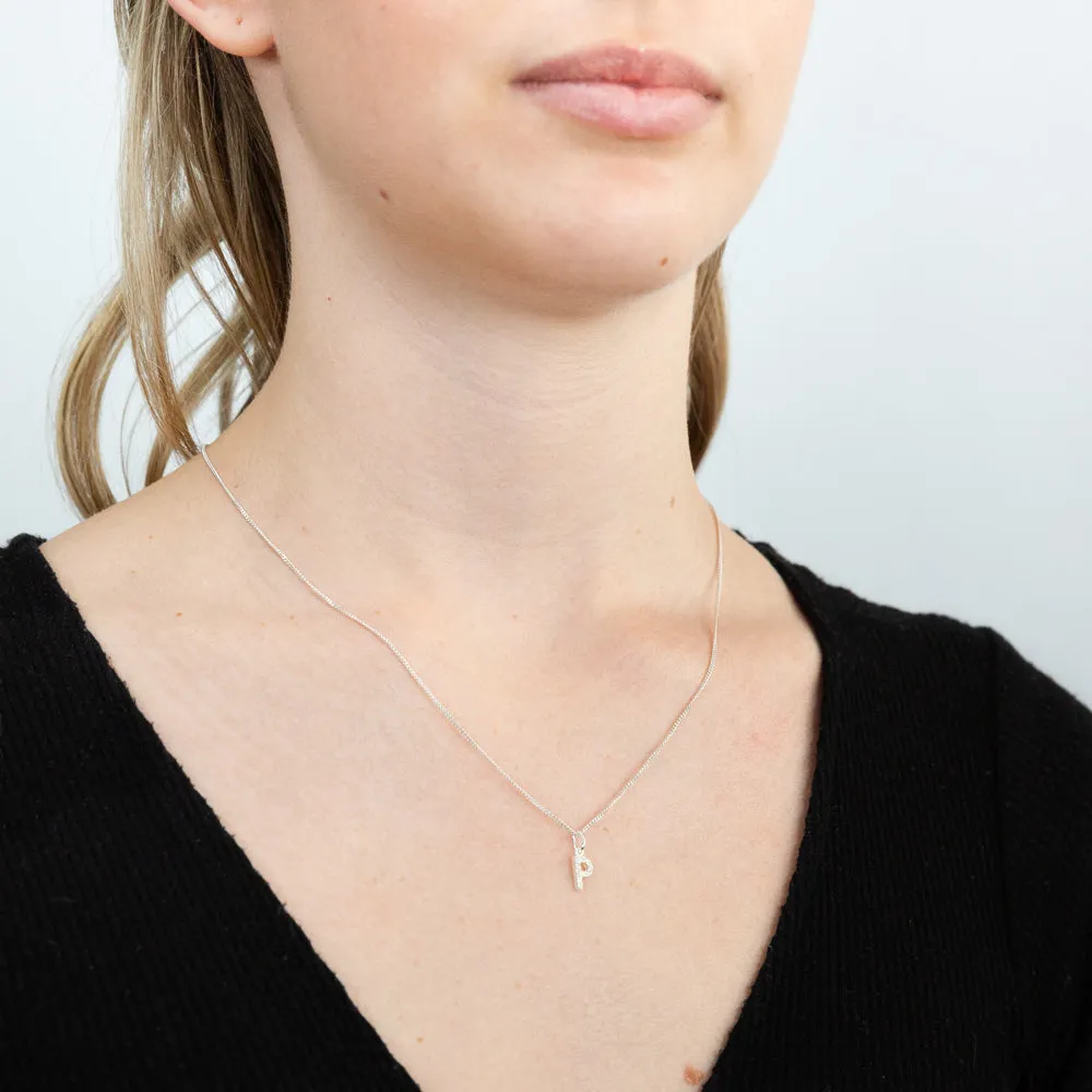 Sterling Silver Cubic Zirconia Initial "P" Pendant Shiels