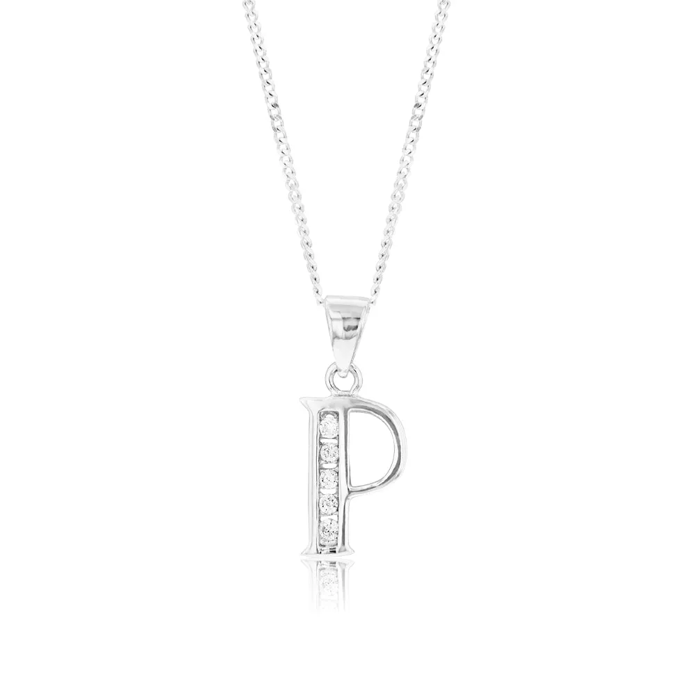 Sterling Silver Cubic Zirconia  Initial "P" Pendant Shiels