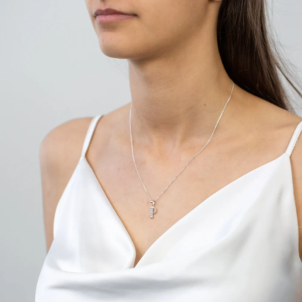 Sterling Silver Cubic Zirconia  Initial "P" Pendant Shiels