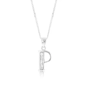 Sterling Silver Cubic Zirconia  Initial "P" Pendant Shiels