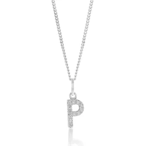 Sterling Silver Cubic Zirconia Initial "P" Pendant Shiels