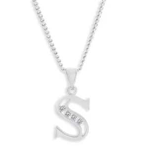 Sterling Silver Cubic Zirconia  Initial "S" Pendant Shiels