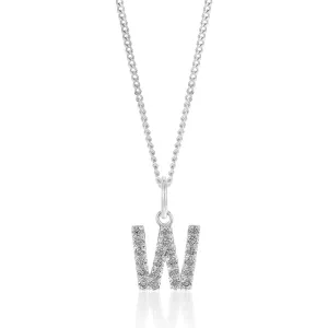 Sterling Silver Cubic Zirconia Initial "W" Pendant Shiels