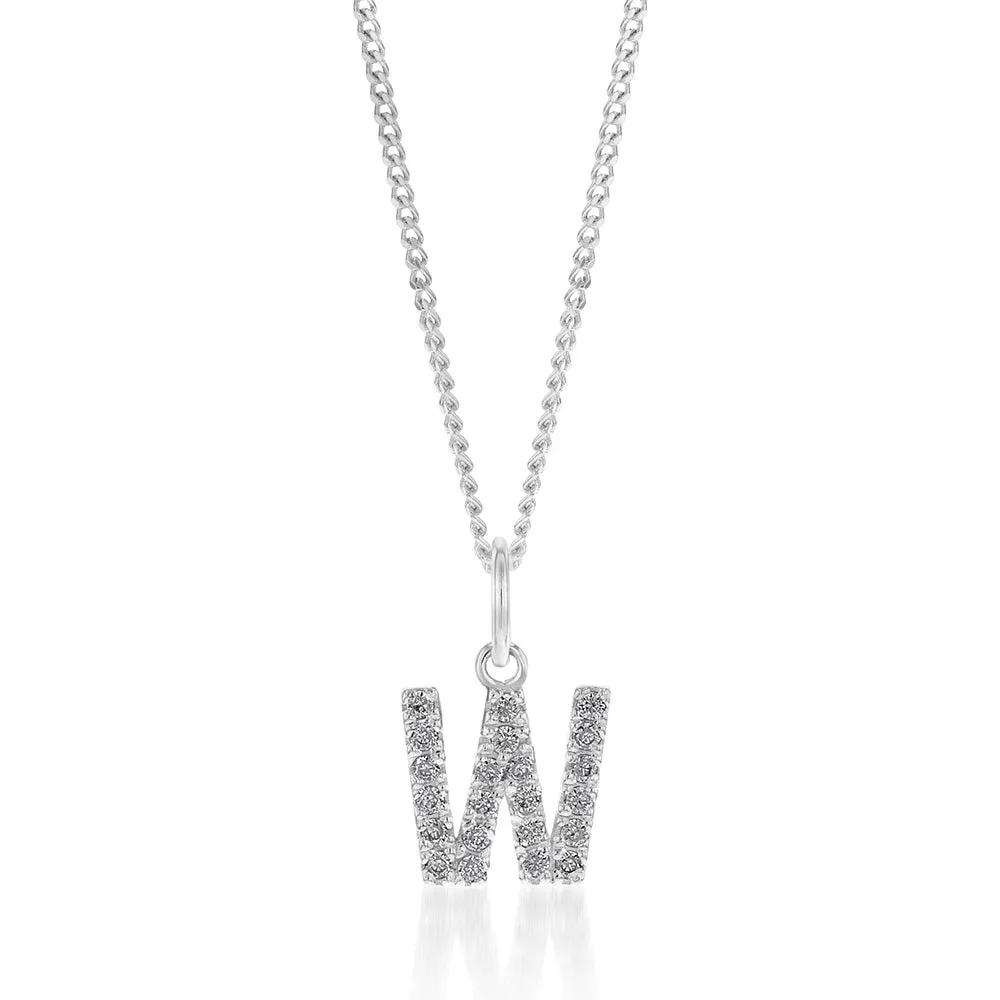 Sterling Silver Cubic Zirconia Initial "W" Pendant Shiels