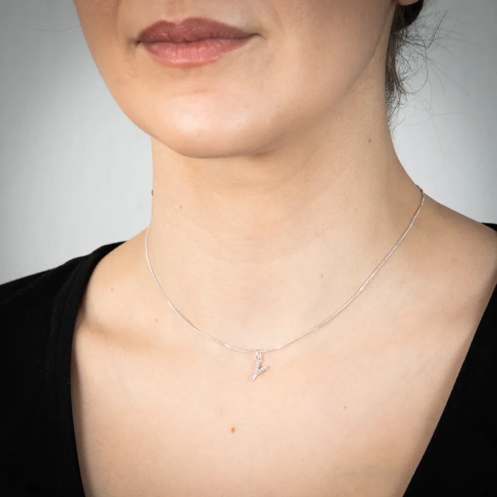 Sterling Silver Cubic Zirconia Initial "Y" Pendant Shiels