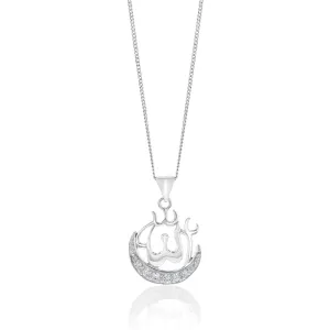 Sterling Silver Cubic Zirconia On Moon And Allah Pendant Shiels