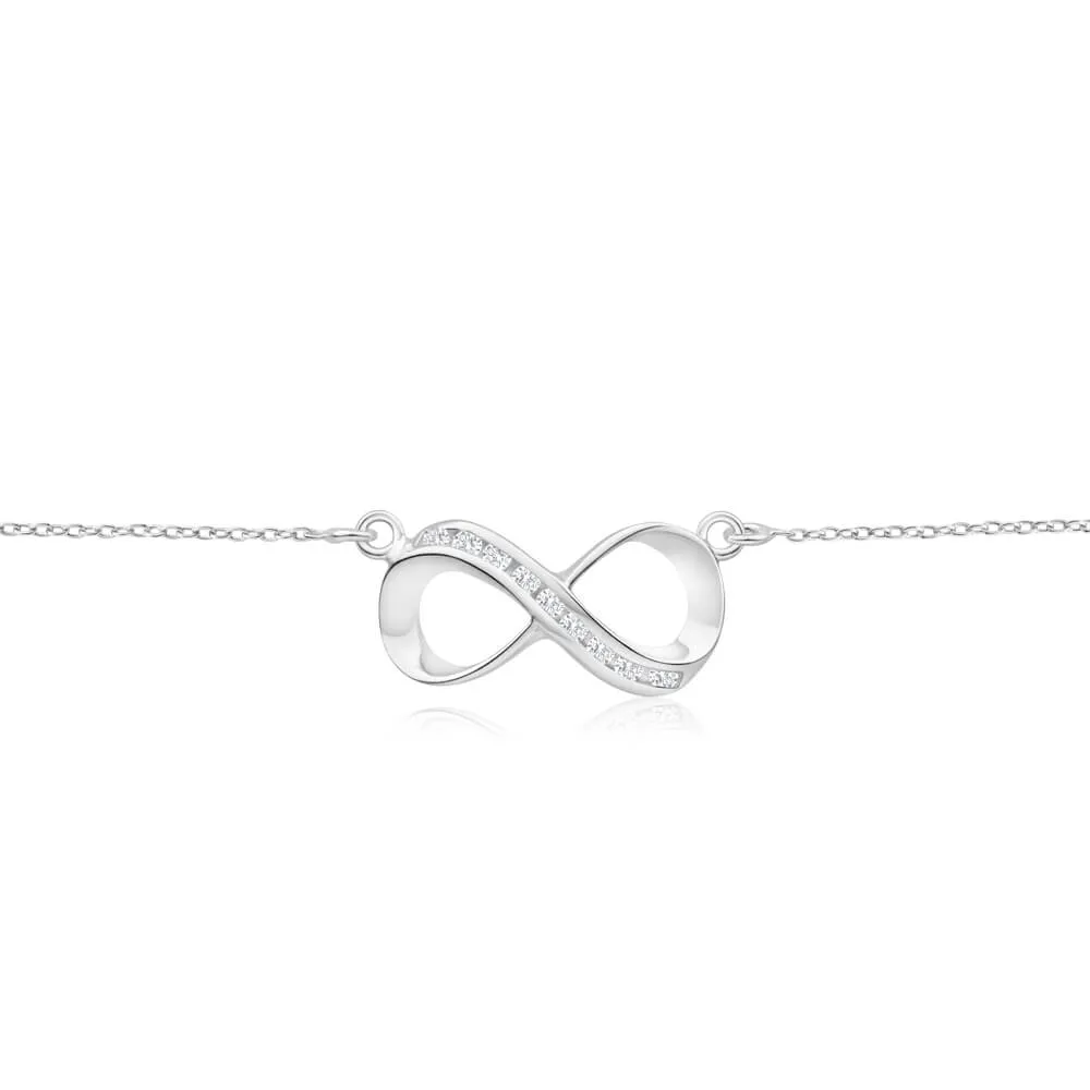 Sterling Silver Cubic Zirconia Pendant With 45cm Chain Shiels