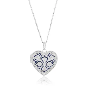 Sterling Silver Cubic Zirconia Vintage Heart Locket Shiels