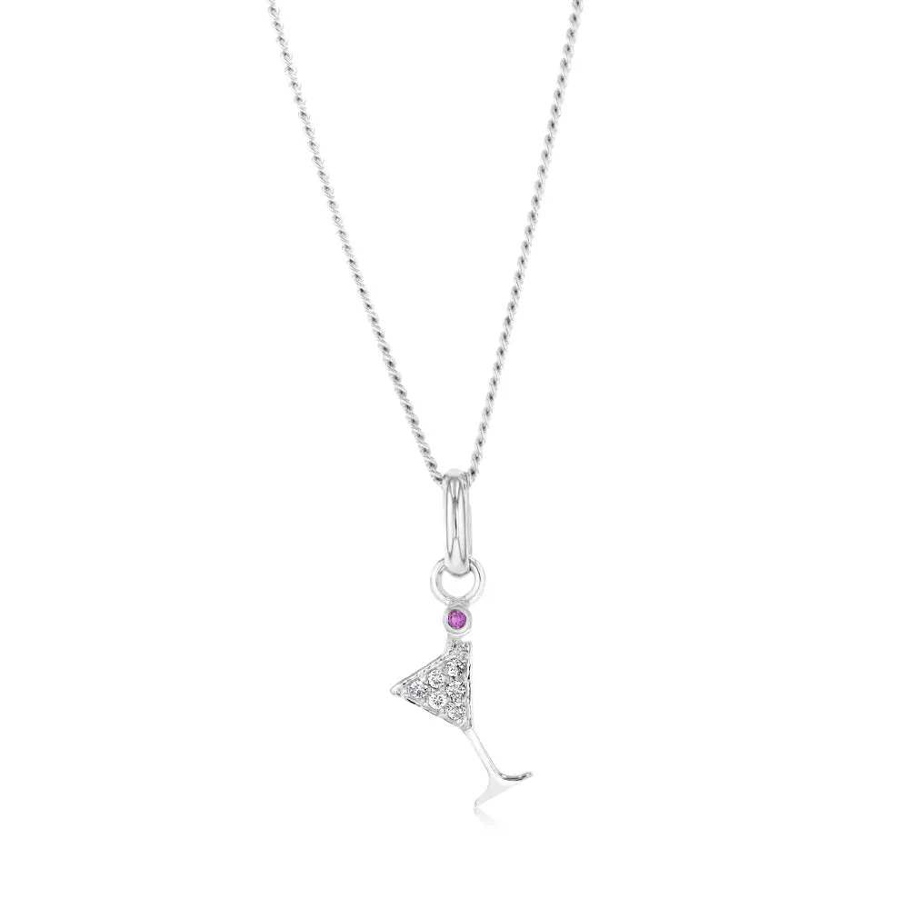 Sterling Silver Cubic Zirconia Wine Glass Pendant Shiels