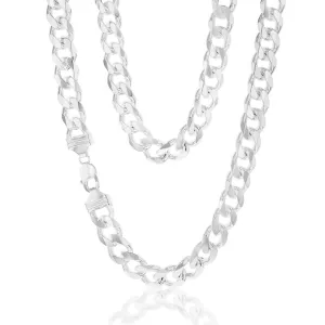Sterling Silver Curb Bevelled Diamond Cut Heavy 350 Gauge 60cm Chain Shiels