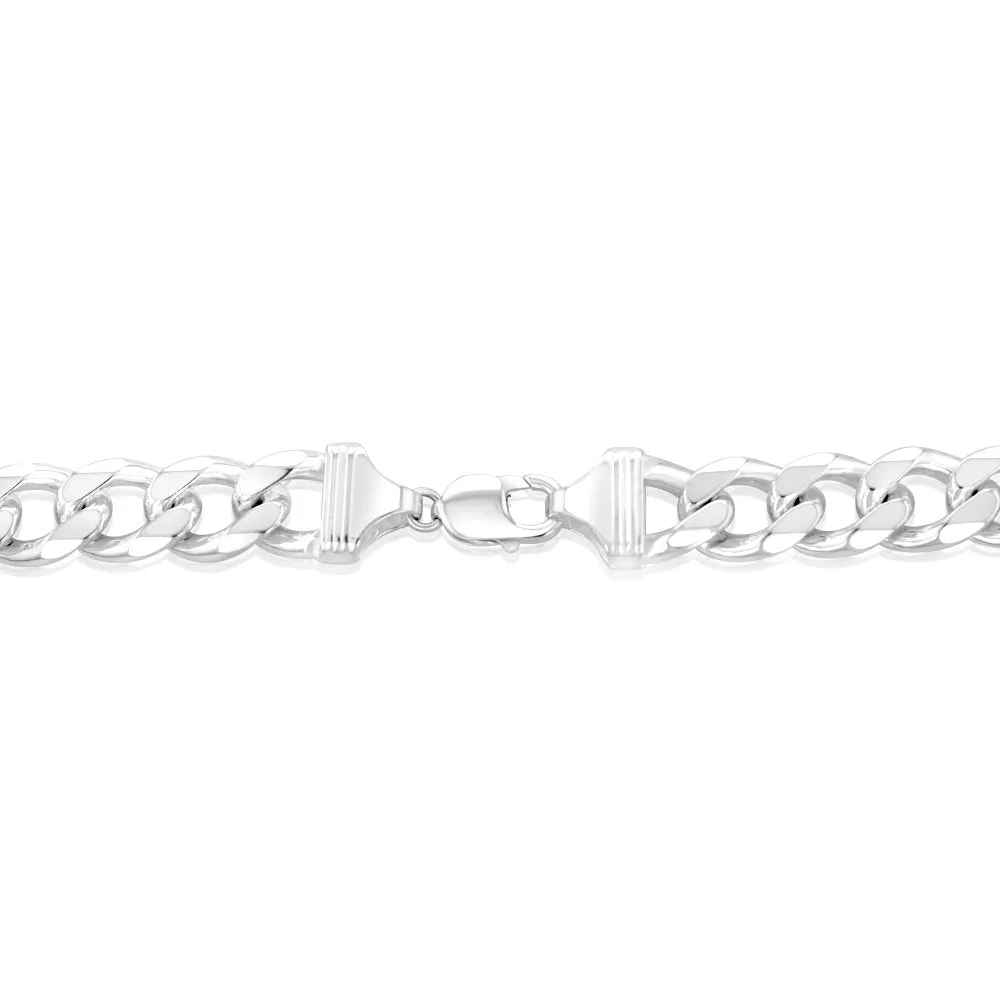 Sterling Silver Curb Bevelled Diamond Cut Heavy 350 Gauge 60cm Chain Shiels