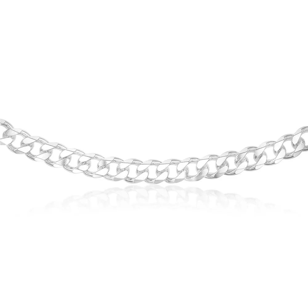 Sterling Silver Curb Bevelled Diamond Cut Heavy 350 Gauge 60cm Chain Shiels