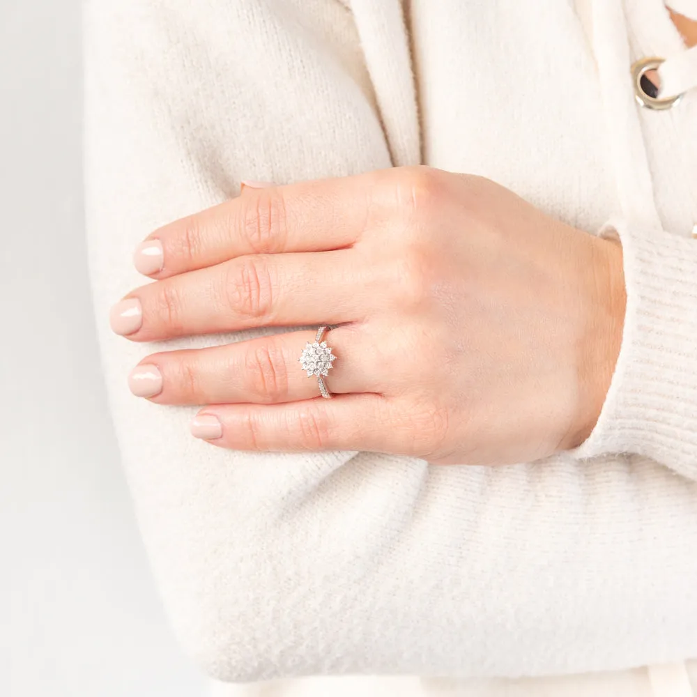 Sterling Silver Diamond Cluster Ring Shiels