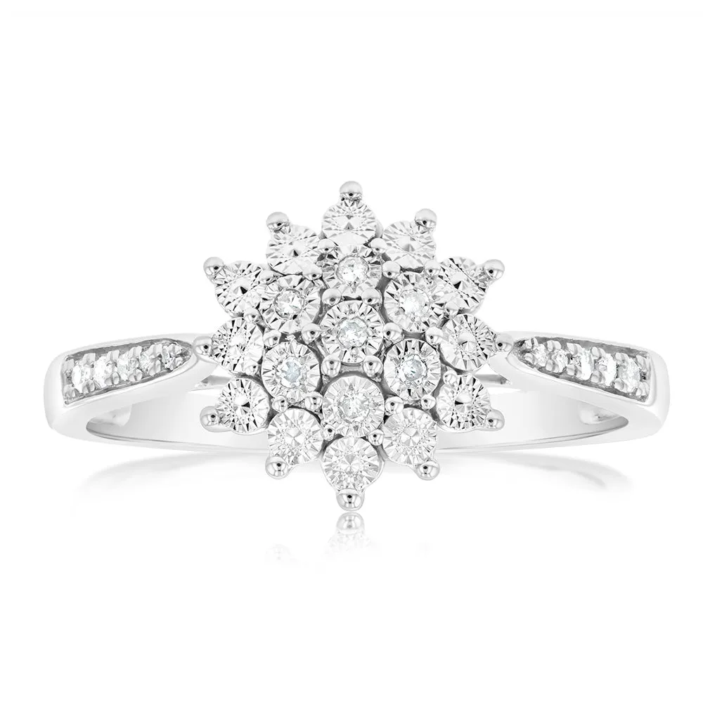 Sterling Silver Diamond Cluster Ring Shiels